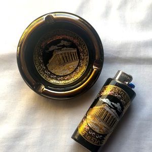 NEW LISTING! Vintage 24KT Ashtray & Lighter Holder Set